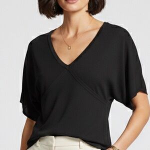 ANN TAYLOR LOFT Black V-Neck Top
